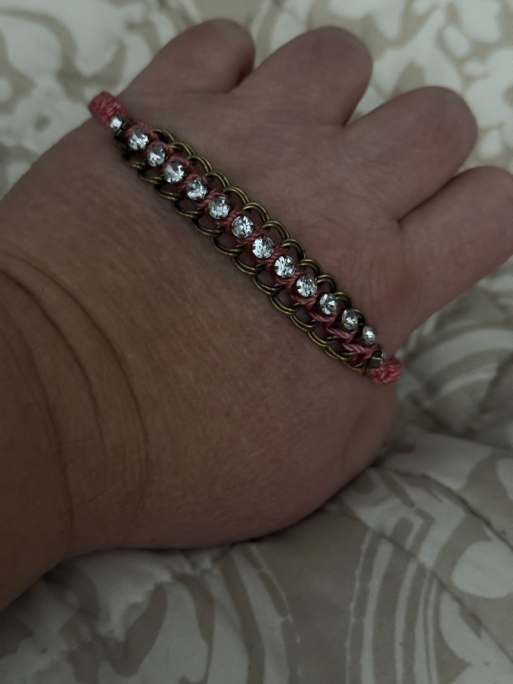 Handmade Pink Crystal Chain Bracelet